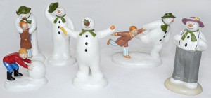 Norton Nut's Coalport Snowman - Collection of Six Snowman Figurines