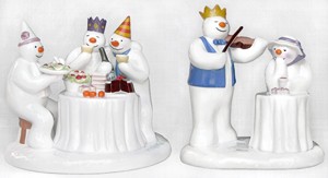 Norton Nut's 2 Coalport Snowman - The Merry Trio and At The Party Limited Edition Tableaus