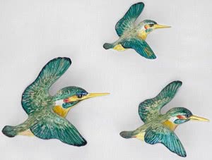 Norton Nut's Beswick - Kingfisher Wall Plaques - Complete Set Of 3. Model 729