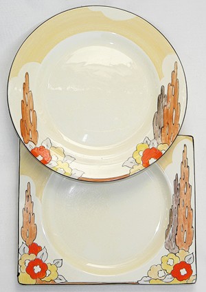 Norton Nut's Two Clarice Cliff Plates In Capri Pattern