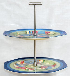 Norton Nut's Stunning Clarice Cliff Cake Stand - Blue Chintz Pattern