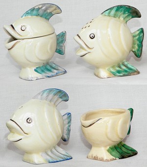 Norton Nut's Clarice Cliff Angel Fish Cruet, 4 Oddments